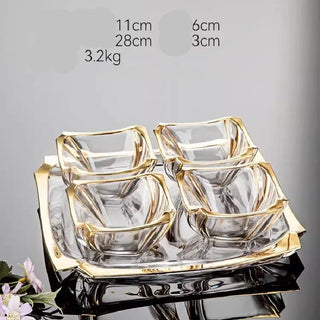 Set Ciotoline Diversi Modelli 5 Pezzi Trasparente Aperitivo Cucina Elegante Stile Leggere Vassoio-INTERIOR DREAM DESIGN