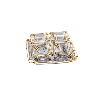 Set Ciotoline Diversi Modelli 5 Pezzi Trasparente Aperitivo Cucina Elegante Stile Leggere Vassoio-INTERIOR DREAM DESIGN