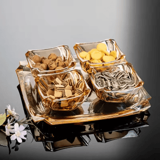 Set Ciotoline Diversi Modelli 5 Pezzi Trasparente Aperitivo Cucina Elegante Stile Leggere Vassoio-INTERIOR DREAM DESIGN