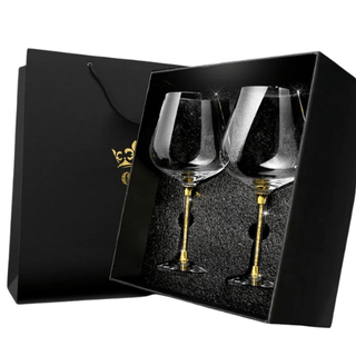 Set Confezione 2 Calici Bicchieri Vetro Cristallo Dettagli Oro Argento Diverse Dimensioni Cucina-INTERIOR DREAM DESIGN