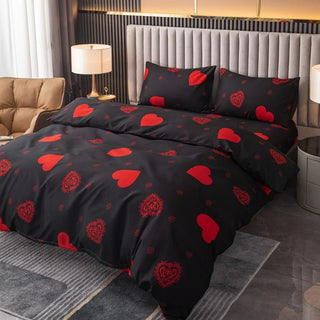 Set Copri Letto Modello Cuore Decorazione Letto Design Moderno Arredo Stanza Nero Diverse Dimensioni - INTERIOR DREAM DESIGN