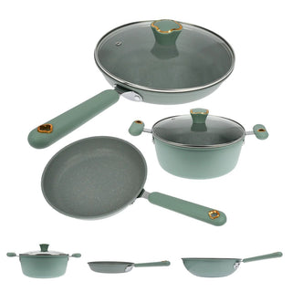 Set Pentole Verde Menta Cucina Elettrodomestici Casa 3 Pezzi Set Acciaio Inossidabile Compatibile Fornello Gas - INTERIOR DREAM DESIGN