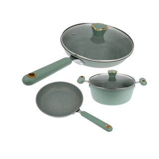 Set Pentole Verde Menta Cucina Elettrodomestici Casa 3 Pezzi Set Acciaio Inossidabile Compatibile Fornello Gas - INTERIOR DREAM DESIGN