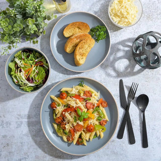 Set Piatti Ciotole Azzurre Ceramica Cucina Pranzo Pratiche Utili Eleganti Fini 12 Pezzi 3 Pezzi-INTERIOR DREAM DESIGN