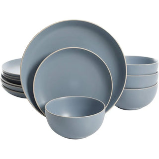 Set Piatti Ciotole Azzurre Ceramica Cucina Pranzo Pratiche Utili Eleganti Fini 12 Pezzi 3 Pezzi-INTERIOR DREAM DESIGN