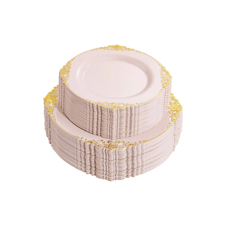 Set Piatti Rosa Diverse Dimensioni 50 Pezzi Piccoli Grandi Cucina Pranzo Eleganti-INTERIOR DREAM DESIGN