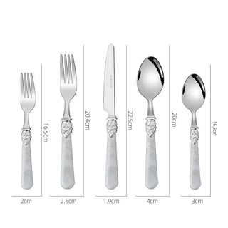 Set Posate 20/30 Pezzi Materiale Acciaio Inox Resistente Argento Colore Bianco Nero Eleganti Cucina-INTERIOR DREAM DESIGN