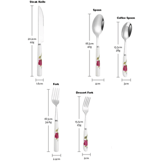 Set Posate Con Rose Elegante Manico In Ceramica Vintage Set Posate Da Tavola Decorazione Casa - INTERIOR DREAM DESIGN