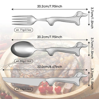 Set Posate Forma Bassotto Idea Regalo Innovativo Stoviglie Casa Cucina-INTERIOR DREAM DESIGN