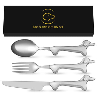 Set Posate Forma Bassotto Idea Regalo Innovativo Stoviglie Casa Cucina-INTERIOR DREAM DESIGN