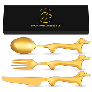 Set Posate Forma Bassotto Idea Regalo Innovativo Stoviglie Casa Cucina-INTERIOR DREAM DESIGN