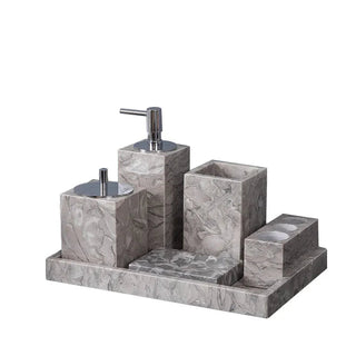 Set Sapone Bagno Decorazione Bagno Design Moderno Arredo Effetto Marmo Accessori Bagno - INTERIOR DREAM DESIGN