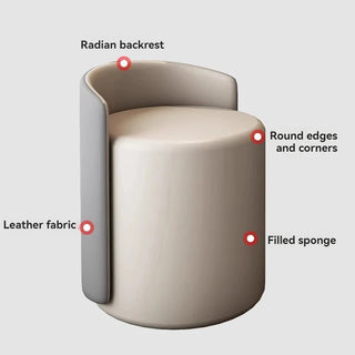 Sgabello Colore Grigio Materiale Pelle Imbottito Struttura Solida Resistente Salotto Arredamento-INTERIOR DREAM DESIGN