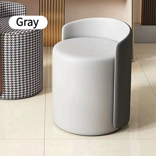 Sgabello Colore Grigio Materiale Pelle Imbottito Struttura Solida Resistente Salotto Arredamento-INTERIOR DREAM DESIGN