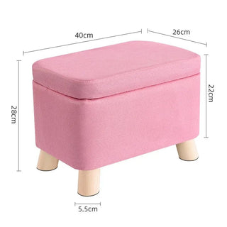 Sgabello Contenitore Diversi Colori Accesi Imbottitura Legno Tessuto Salotto Arredamento Poggiapiedi-INTERIOR DREAM DESIGN