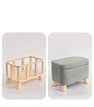 Sgabello Contenitore Diversi Colori Accesi Imbottitura Legno Tessuto Salotto Arredamento Poggiapiedi-INTERIOR DREAM DESIGN