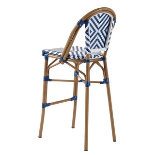 Sgabello Fantasia Azzurro Bianco Spiaggia Salotto Esterno Leggero Rattan-INTERIOR DREAM DESIGN