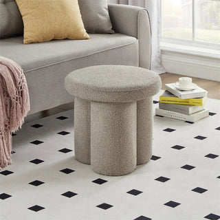 Sgabello Forma Circolare Design Elegante Decorazione Salotto Colore Neutro Decorazione Casa-INTERIOR DREAM DESIGN
