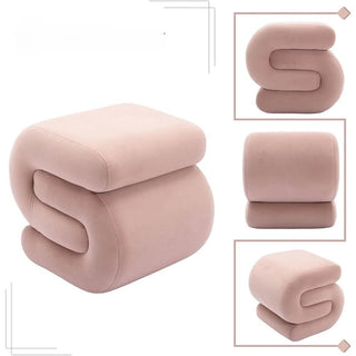 Sgabello Forma Particolare Innovativa Poggiapiedi Velluto Legno Imbottitura-INTERIOR DREAM DESIGN