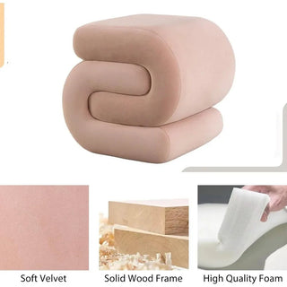 Sgabello Forma Particolare Innovativa Poggiapiedi Velluto Legno Imbottitura-INTERIOR DREAM DESIGN