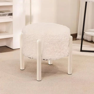 Sgabello Materiale Peluche Decorazione Casa Sgabello Resistente Comodo Morbido Design Elegante-INTERIOR DREAM DESIGN