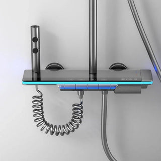 Soffione Doccia Grigio Innovativo Tecnologico LED Digitale Ottone Utile Bagno Accessori-INTERIOR DREAM DESIGN
