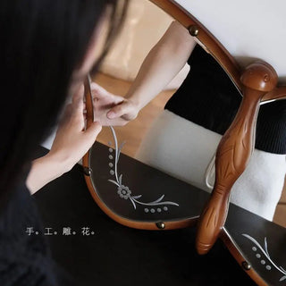 Specchio Forma Farfalla Marrone Scuro Legno Design Innovativo Parete-INTERIOR DREAM DESIGN