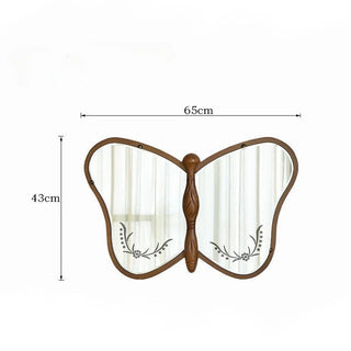 Specchio Forma Farfalla Marrone Scuro Legno Design Innovativo Parete-INTERIOR DREAM DESIGN
