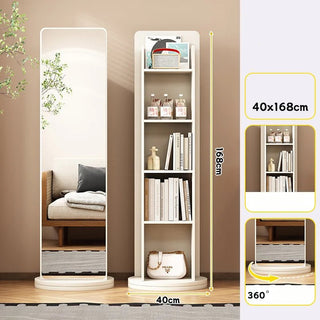 Specchio Girevole Figura Intera Specchio Pavimento Scaffale Specchio Porta Oggetti-INTERIOR DREAM DESIGN