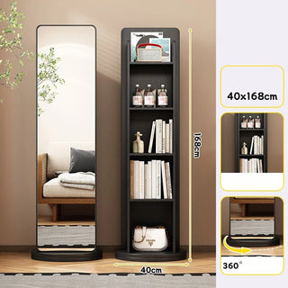 Specchio Girevole Figura Intera Specchio Pavimento Scaffale Specchio Porta Oggetti-INTERIOR DREAM DESIGN