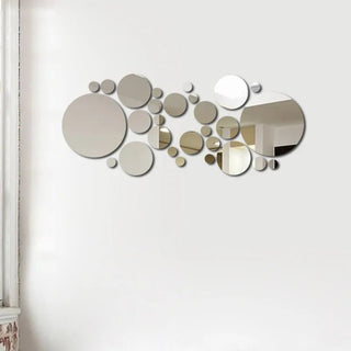 Specchio In 26 Pezzi Adesivo Forma Circolare Argento Varie Dimensioni Facile Da Applicare - INTERIOR DREAM DESIGN