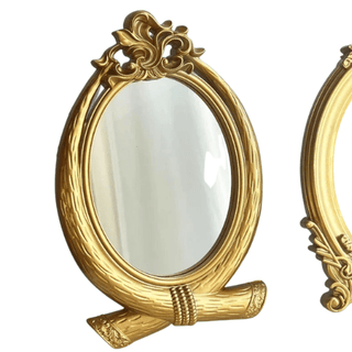 Specchio Piccole Dimensioni Arredamento Casa Colore Oro Vetro Plastica Resistente Intagliato-INTERIOR DREAM DESIGN