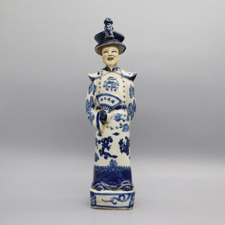 Statua Ceramica Decorazione Casa Bianco Blu Modello Donna Uomo Arredamento-INTERIOR DREAM DESIGN