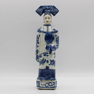 Statua Ceramica Decorazione Casa Bianco Blu Modello Donna Uomo Arredamento-INTERIOR DREAM DESIGN