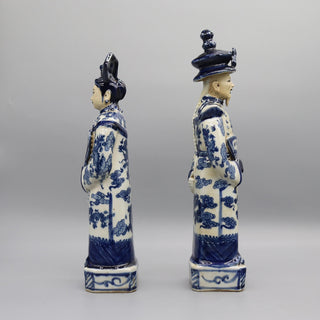 Statua Ceramica Decorazione Casa Bianco Blu Modello Donna Uomo Arredamento-INTERIOR DREAM DESIGN