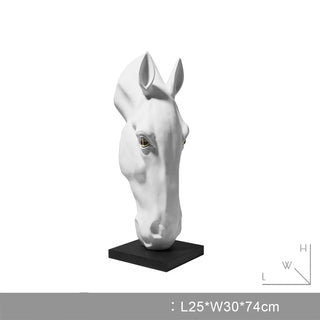 Statua Decorativa Forma Testa Cavallo Blu Bianca Decorazione Casa-INTERIOR DREAM DESIGN