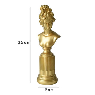 Statua Decorativa Oro Bianca Donna Busto Elegante Raffinato Resina-INTERIOR DREAM DESIGN