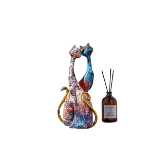 Statua Gatti Scultura Multicolor Colore Stile Raffinato Decorazione Casa Design Accessori Animali-INTERIOR DREAM DESIGN
