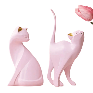 Statua Gatto Decorazione Casa Design Moderno Rosa Nero Bianco Decorazione Elegante - INTERIOR DREAM DESIGN