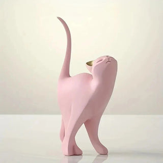 Statua Gatto Decorazione Casa Design Moderno Rosa Nero Bianco Decorazione Elegante - INTERIOR DREAM DESIGN