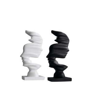 Statua Moderna Arte Umana Decorazione Casa Materiale Resina Colore Bianco Nero-INTERIOR DREAM DESIGN