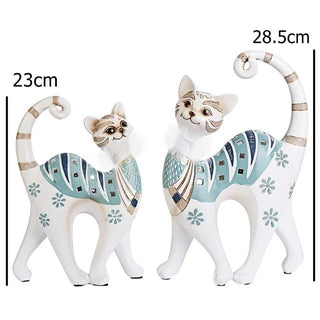 Statue Decorative Set 2 Pezzi Gatto Piume Resina Diverse Dimensioni-INTERIOR DREAM DESIGN