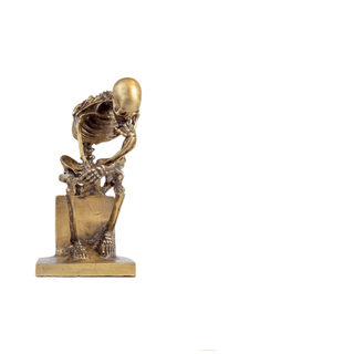 Statuetta Bronzo Scheletro Decorativa Colore Oro Piccole Dimensioni Casa-INTERIOR DREAM DESIGN