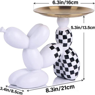 Statuetta Cane Bianco Nero Svuotatasche Decorazione Casa Vassoio Oro-INTERIOR DREAM DESIGN