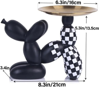 Statuetta Cane Bianco Nero Svuotatasche Decorazione Casa Vassoio Oro-INTERIOR DREAM DESIGN