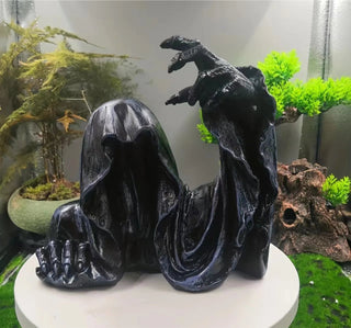 Statuetta Da Giardino Interno Resina Nero Design Busto Halloween Divertimento - INTERIOR DREAM DESIGN