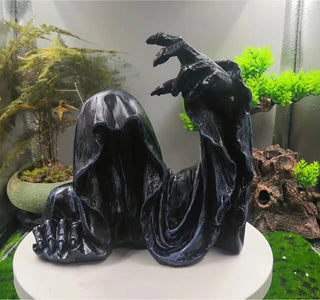 Statuetta Da Giardino Interno Resina Nero Design Busto Halloween Divertimento - INTERIOR DREAM DESIGN