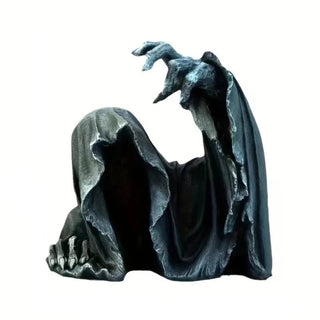 Statuetta Da Giardino Interno Resina Nero Design Busto Halloween Divertimento - INTERIOR DREAM DESIGN