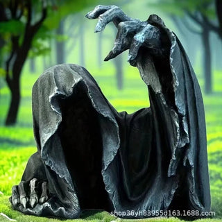 Statuetta Da Giardino Interno Resina Nero Design Busto Halloween Divertimento - INTERIOR DREAM DESIGN