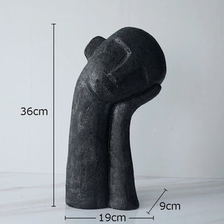 Statuetta Decorativa Bianca Nero Scultura Resina Salotto Decorazione Casa-INTERIOR DREAM DESIGN